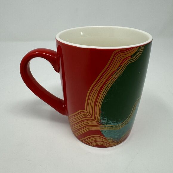 Starbucks Mug Red Gold Pink Green Swirl Marble 2021 Mermaid Logo 10oz Coffee - Picture 4 of 5